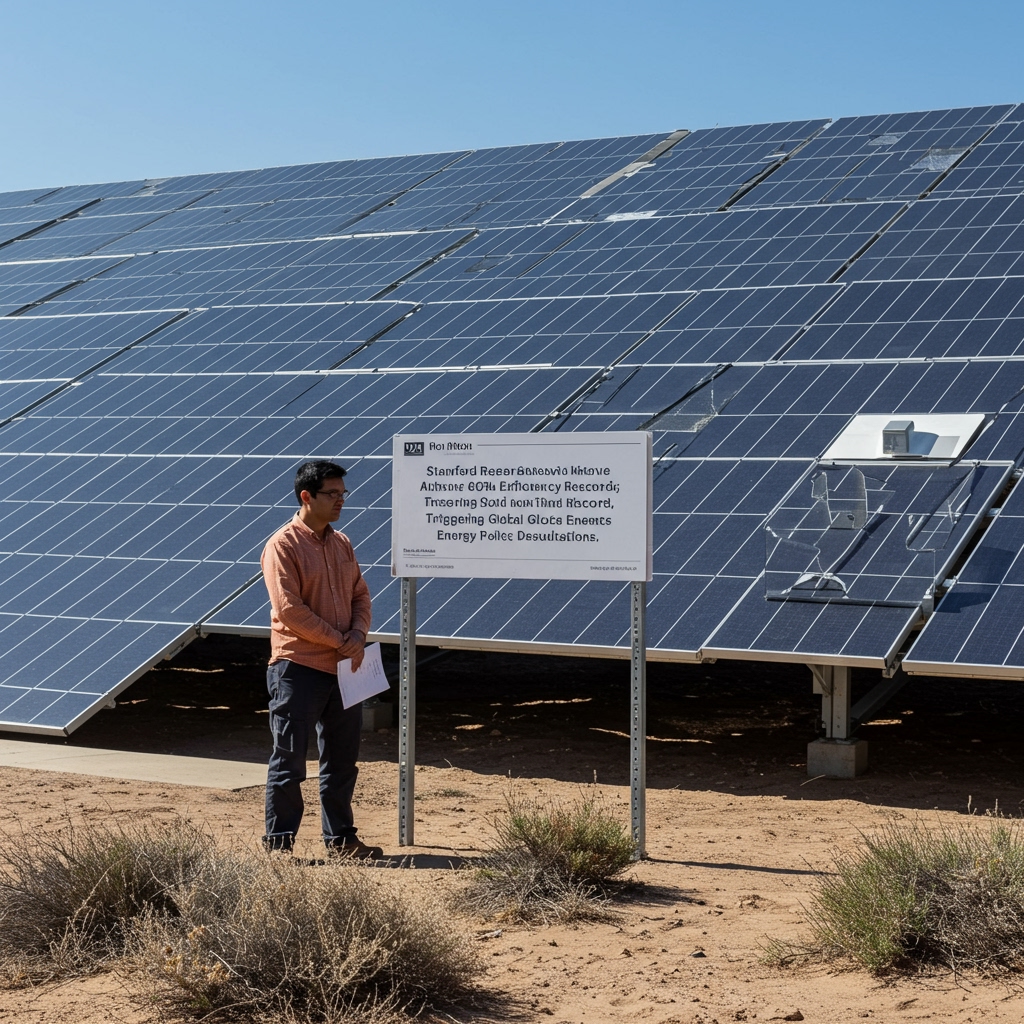Stanford Researchers Achieve Historic 60% Solar Efficiency Record, Triggering Global Energy Policy Discussions
